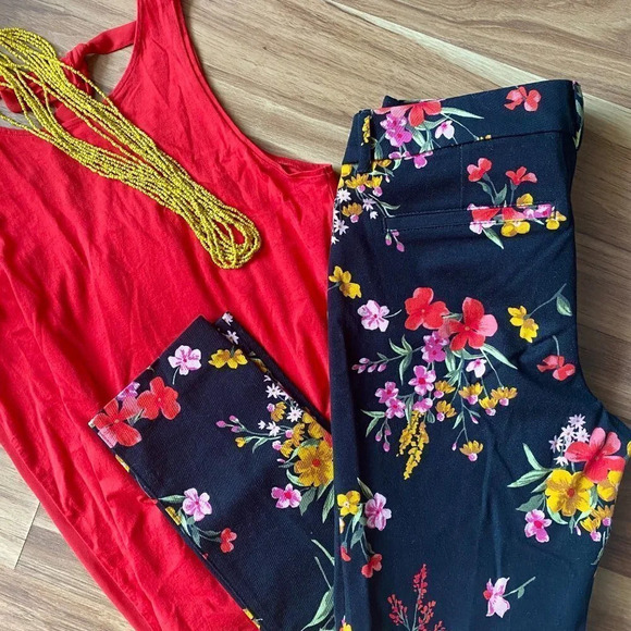 Loft Mixed Media Red Tie Back Tank Top Small Petite - Picture 4 of 10